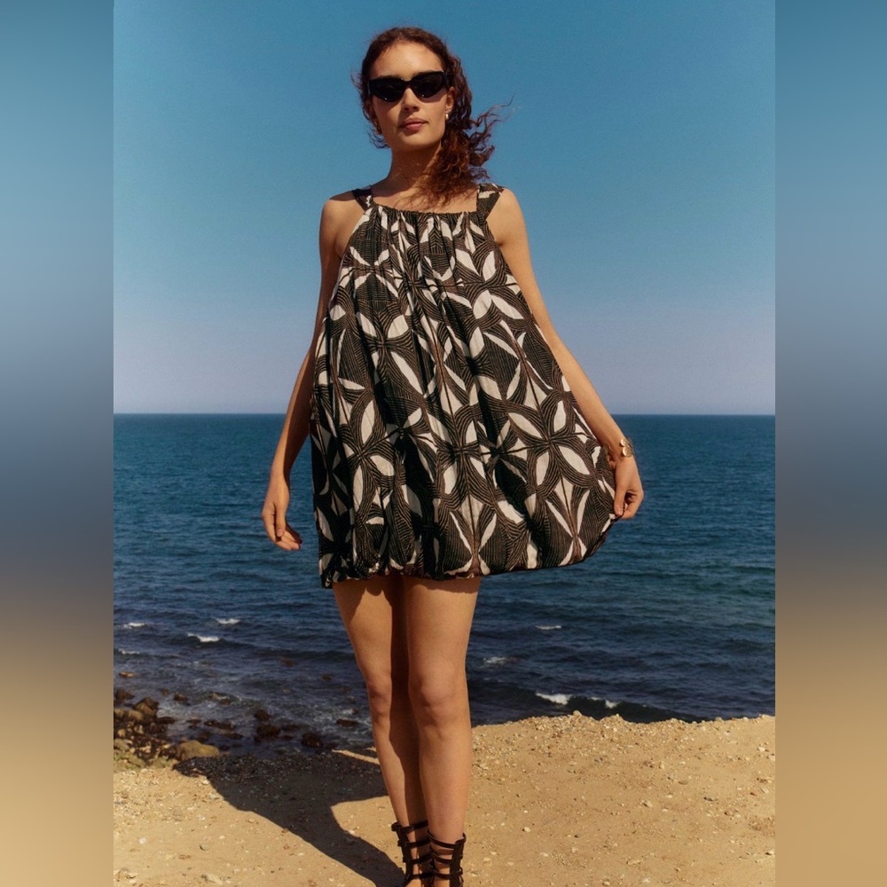 Anthropologie | Black and White Floral Swimsuit Cover Dress